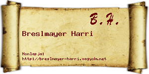 Breslmayer Harri névjegykártya